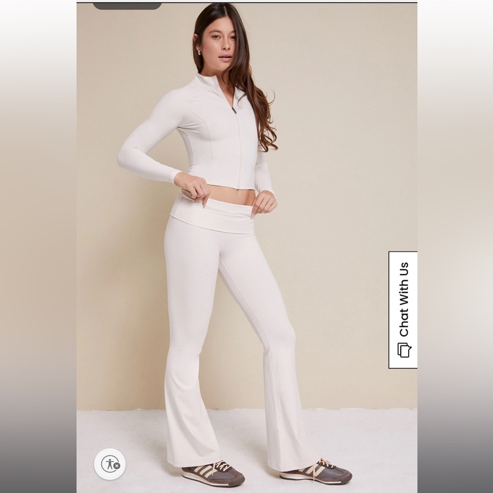 Flare Yoga Pants with Fold-Over Waistband